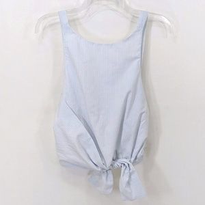 Zara Tie Bow Detail Striped Open Back Apron Tank